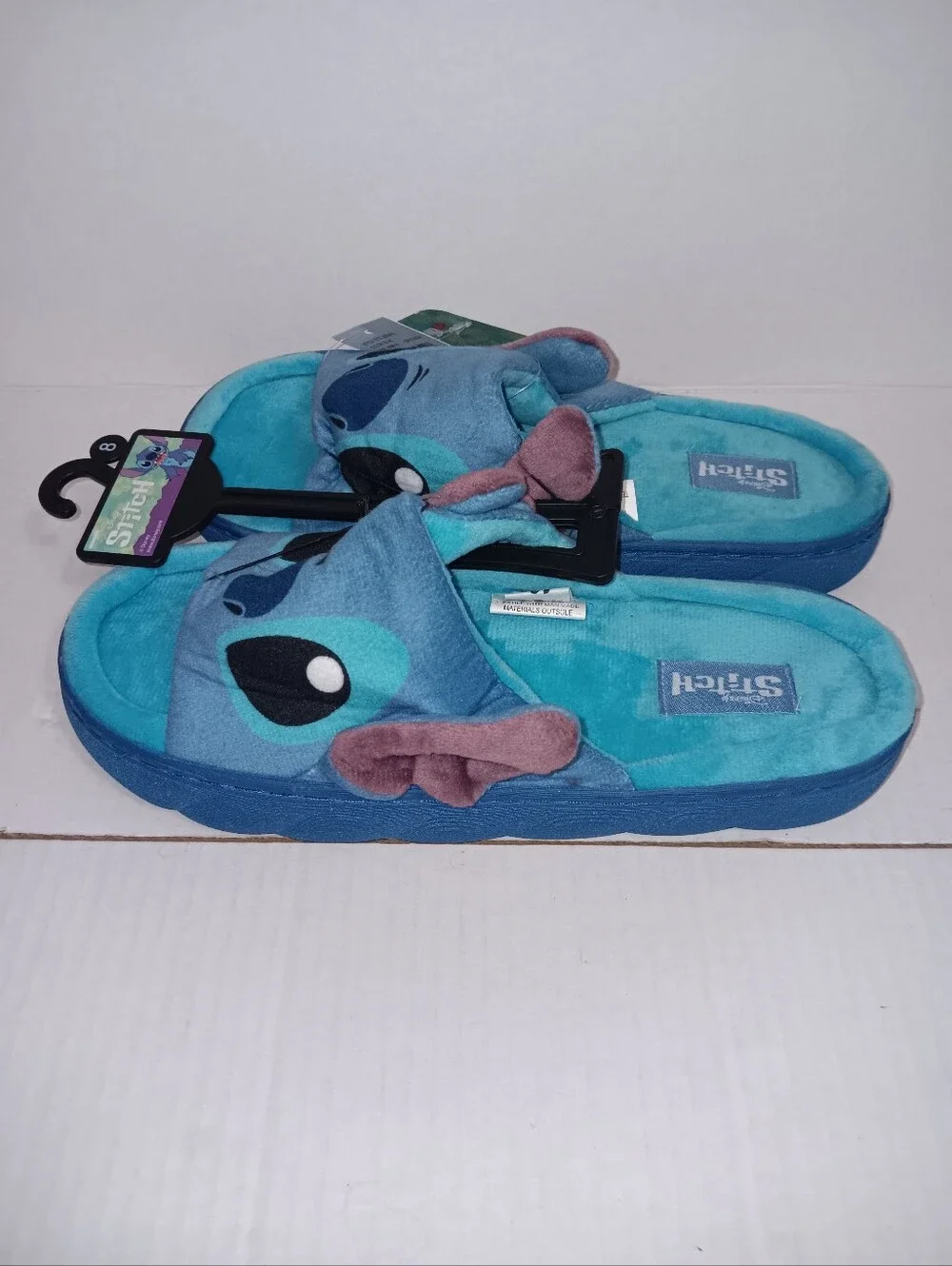 Disney Stitch Kids Teal and Blue Plush Slippers